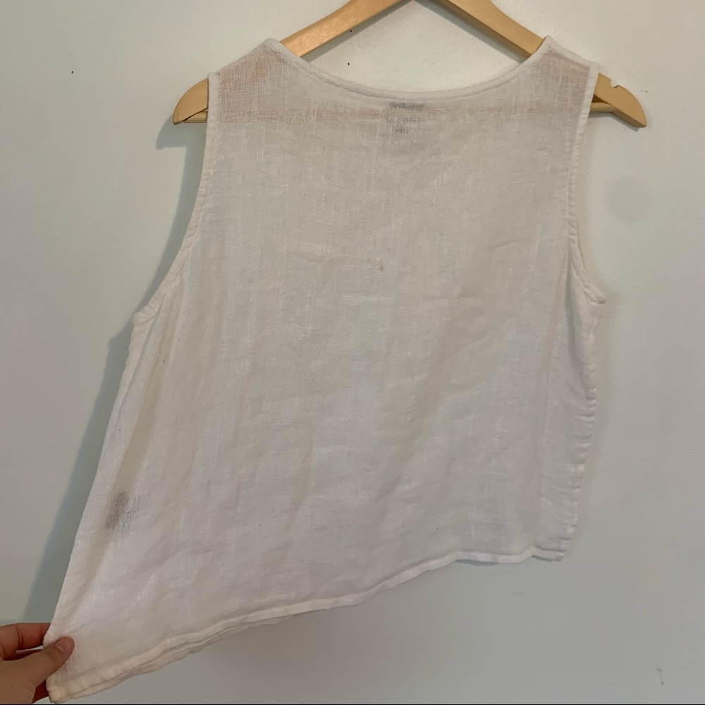 Eileen Fisher | white linen boxy cropped tank top - Picture 7 of 8